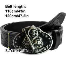Western Men's Denim Belt Retro Belt Skull Sickle Belt Buckle Hip-Hop Personality Retro Style Unisex Matching Jeans/Casual Pants