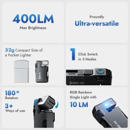 WUBEN G5 Rechargeable EDC Flashlight, 400 Lumens Dual Light Sources Mini Flashlight with RGB Light, Portable Pocket Flashlights