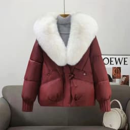 2026 Winter Down Cotton Short Padded Jacket Women Parkas Fur Collar Thick Cotton Coats Clothes Black Casual Outerwear Female New