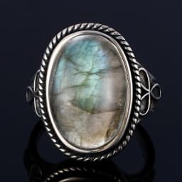 Silver Ring for Women Oval Round Natural Labradorite Ring Gift Sun Shaped Retro Luxury Fine Jewelry