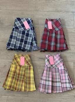 Pink Plaid Half Skirt Women's Summer New High Waist Slimming School Style Anti-Light JK Short Skirt Commute Style A-Line Poly...