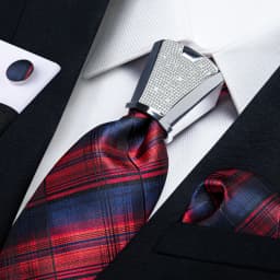 DiBanGu Business Plaid Black Solid Luxury Elegant Silk Ties for Men Designer Tie Buckle Handkerchief Cufflinks Wedding Accessory