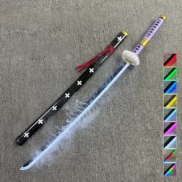 40in Demon Slayer Agatsuma Zenitsu Katana LED Mist Original Sabre Vapor Cosplay Accessories Prop Wood Schwert Vapour Toy Gift
