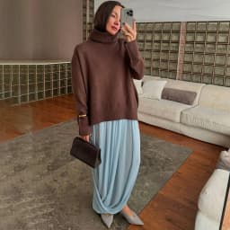 Linad Elegant Chiffon Blue Split Long Skirts Woman Casual Elastic Waist Straight Skirt Female Fall Street Chic Loose Skirts 2025