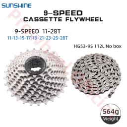 Shimano K7 9Speed Freewheel and Chain Groupset H200 Sunshine 23/25/28/30/32/36/40/42/46/50T Cassette HG53/KMC X9 Chain 9V Kit