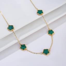 Natural Stone Shell Plant Five Leaf Flower Creative 20 Leaf Pendant Necklace Sweater Chain Women's Advanced Gift Clover