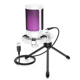 AmpliGame by FIFINE RGB USB Gaming Microphone with Light-touch Mute,Condenser Mic with Tripod for PC,PS4/5,Laptop Streaming-A2