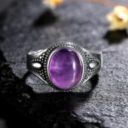 925 Silver Rings Natural Amethyst Gemstone Rings for Women Wedding Bands Anniversary Gift Fine Jewelry