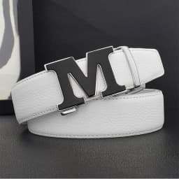 High Quality Designers Letter M White Leather Belt Men Luxury Famous Young Men Cowhide Brand Jeans Relaxed Jeans Mode Man Belt