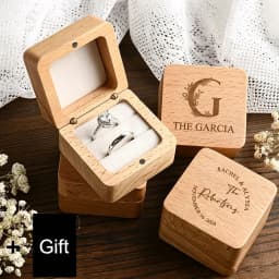 Personalized Natural Wood Ring Box Jewelry Ring Proposal Engagement Wedding Organizer Golden Marriage Lover Anniversary Gift