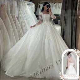 VIKTORIA Classic Square Collars Wedding Dresses For Woman Bride Long Sleeves Corset Tulle Appliques Vestido De Novia Customized