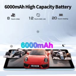 10.1" Android Tablet with Octa-core Processor 16GB(4+12GB Virtual) RAM 64GB ROM HD IPS Touchscreen, Wi-Fi 6, BT 5.0, Dual Camera