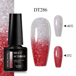 MEET ACROSS 7ml Glitter Sequins Thermal Gel Nail Polish 3 Layers Temperature Color Changing Semi Permanent UV Gel Varnish Nails