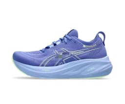 All White Mesh Athletic Running Sneakers Blue Gradient Streamline Shock Absorbing Midsole Green Traction Edge Colorful Side Stripe Breathable Knit Upper Lace Up Unisex Sport Footwear