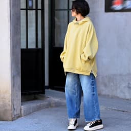 R70710 Artistic Casual Loose Thickened Age-Reducing Yellow Mid-Length Hooded Sweatshirt for Women 25 Autumn