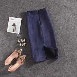 Autumn Winter High Waist Bodycon Vintage Suede Split Thick Stretchy Skirts Women Skirts Suede Solid Color Pencil Skirt Female