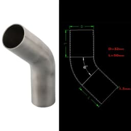 Elbow 45° Degree Bend Exhaust Pipe Versatile Stainless Steel Polished 19-51mm Automotive Exhaust Pipe Connection Fittings