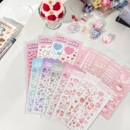 SKYSONIC BOBO 5pcs/4pcs/3pcs Full Set Series Decorative Stickers Bubble Pink DIY Sticker Journal Junk Agenda Stationery Suppli
