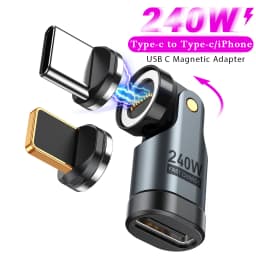 AUFU 2PCS 240W Magnetic USB C Adapter 9Pin USB Type C Fast Charge Cable USB C Female Converter for Samsung iPhone Ipad Macbook