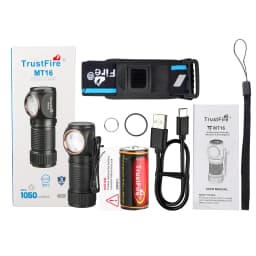 Trustfire MT16 LED Headlamps 1000LM Type-C Rechargeable 18350 Battery EDC Angle Head Flashlights MVP Optics with Magnet Tail