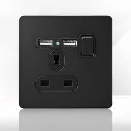 86 Type Retro Switch 1-4 Gang 2 Way Wall Light Brass Lever Toggle Switch Black Matte Stainless Steel Panel EU FR Power Outlet