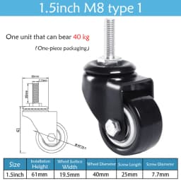 1.5-5 Inch Polyurethane Swivel Caster M6/M8-M12 Screw For Furniture Wheel Caster Wheels 360° Caster Wheel Industrial With Brake