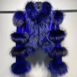 YOLOAgain Women's Natural Fox Fur Jacket Real Leather Cropped Jacket Streetwear