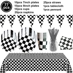 Racing Car Theme Party Decoration Checkered Paper Cups Cake Toppers For Race Theme Party Decor Car Theme Birthday Party Supplies