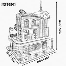 City House Street View Assembly Building Blocks Set Simulation Bank Grand Emporium PalaceCinema DowntownDiner Cityscape Model Creative Puzzle Bricks Toy Room Decoration Ornament Perfect Christmas Festival Gifts For Adults