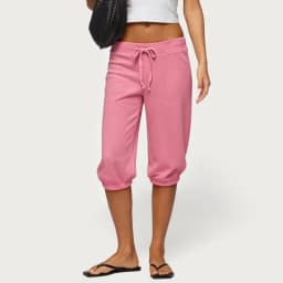 Women Sweatpants Capri Pants Casual Solid Elastic Waist Drawstring Cropped Joggers Long Shorts