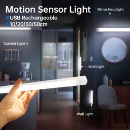 6pc Wireless Rechargeable LED Motion Sensor Cabinet Light - Ideal for Closet, Kitchen, Wardrobe, Stairs - Battery Operated Night