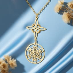 Dawapara Witch Knot and Metatron Pendant Necklace Wicca Good Luck Protection Talisman Stainless Steel Mystical Spiritual Jewelry