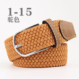 3.3x107cm Solid Color Elastic Braided Belt Casual Men's Women's Belt Stretch Canvas Pin Buckle Waistband
