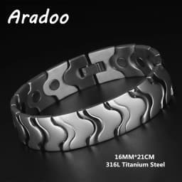 Titanium Steel Magnetic Therapy Bracelets Water Wave Stainless Steel Men's Link Bracelet