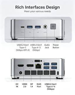 ACEMAGIC Mini PC AMD Ryzen Embedded R2544 16GB DDR4 512GB SSD Windows 11 Pro Dual Storage Up to 4TB Triple 4K Display Business D