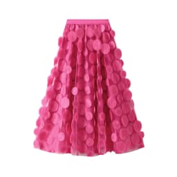 3d Polka Dot Black Mesh Half Skirt 2025 Fashion Women's Dress Mid Length Umbrella Dress Korean A-line Dress Party Dress