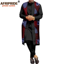 African Traditional Clothing for Men Print Coats Dashiki Shirts and Ankara Pants 3 Piece Set Tribal Outfits Plus Size A2016034