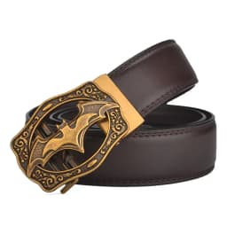 Vintage Bat Silver Gold Automatic Buckle Belt for Men Genuine Leather Plus Size Big 120 130 140 150 160 170cm Brown Black Belts