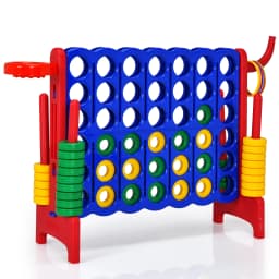 DORTALA Giant 4 in a Row Game Jumbo Connect 4 Garden Games w/42 Rings Basketball Hoop Orange/Blue/White/Red/Grey/Green