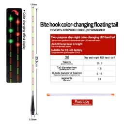1PC Gravity Sensor Fiberglass Tail+1 Tube Luminous LED Light DIY Optical Tackle Ocean Fishing Tools Tackle Accessories