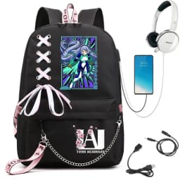 My Hero Academia Anime Print Student Backpack with Webbing Straps Girls School Bag Lightweight Casual Daypack