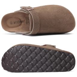 Crestar Women's Suede Clogs with Adjustable Strap Adult Fashion Cork Footbed Leather Mules New Outdoor Comfortable Potato Shoes