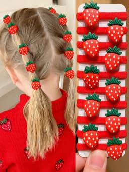 10pcs Multi-Color Strawberry Hair Ties Set Cute Design Girls Hair Accessories Enhances Daily Festive Styling Sweet Gift