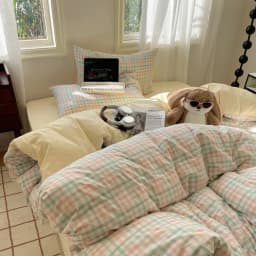 100% Cotton Yarn-dyed Duvet Cover Set or Single Quilt Covers Skin-friendly Breathable Blanket Cover Soft Plaid Comforter Cover