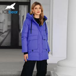 ICEbear Women's Winter Padded Jacket 2024 Hooded Zipper Warm Stylish Coat GWD3781I
