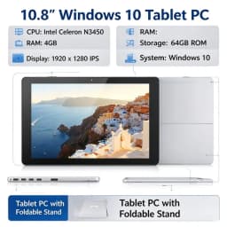 10.8 INCH 4GB RAM 64GB ROM WINDOWS 10 Tablet PC Intel Celeron N3450 CPU Core 1.1GHz Quad Core 1920 X 1280 IPS Screen WIFI