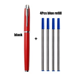 1+4Pcs Office School Ball Point Pen Metal Pen Luxury Metal Gel Pens & Refills Set Gift 0.5mm Blue Black Rollerball Pen