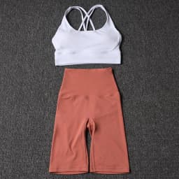 Nylon Yoga Set Gym Two Piece Sets Womens Bra Top Women Cycling Shorts Sport Fitness Sportswear 45 Colors Womens Clothing