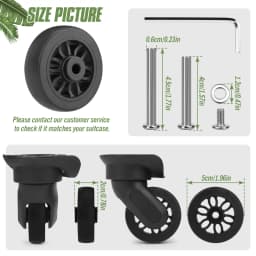 4Pcs Luggage Replacement Wheels W/H Screw Black Suitcase Repair Wheel Part Mute Travel Trolley Case Replacement 5cm Axles Caster