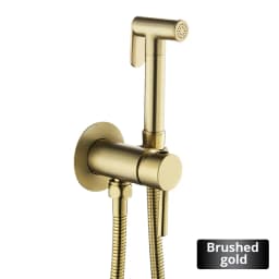 Solid Brass Brushed Rose Gold Bidet Sprayer Faucet Wall Mount Bathroom Mixer with Hose Hand-held Hot Cold Water
